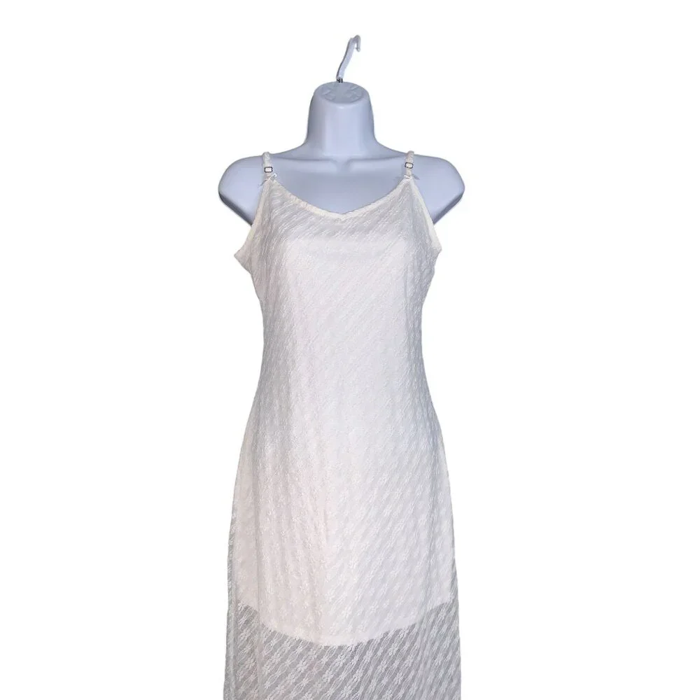 Wild Fable Junior Teens White Sleeveless Lace Textured Maxi Slip Dress Large - Picture 7 of 12